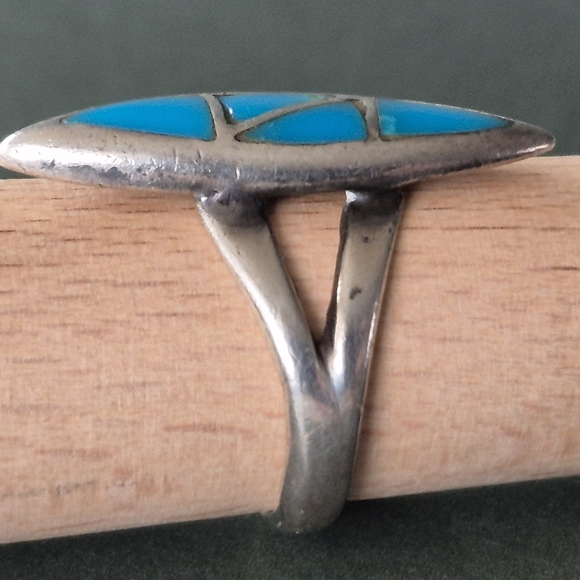 Sterling Silver 925 Torquoise Native Ring - Picture 3 of 6